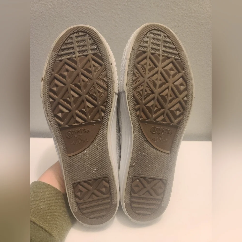 Converse All Star Kids Silver Metallic Canvas Slip On Sneakers